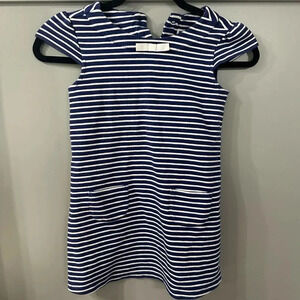 Janie and Jack Striped Pointe Dress White and Navy Size 7
